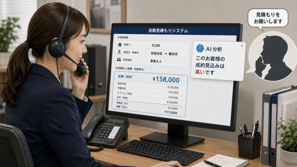 AI電話と自動見積もりの連携イメージ
