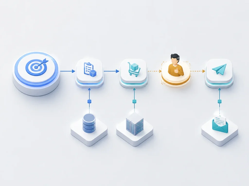 目標をサブタスクに分解し、ツールを自動で呼び出すAgentic Workflowの中核構造と、高リスク工程でのHuman-in-the-loopによる確認を示すワークフロー概念図。